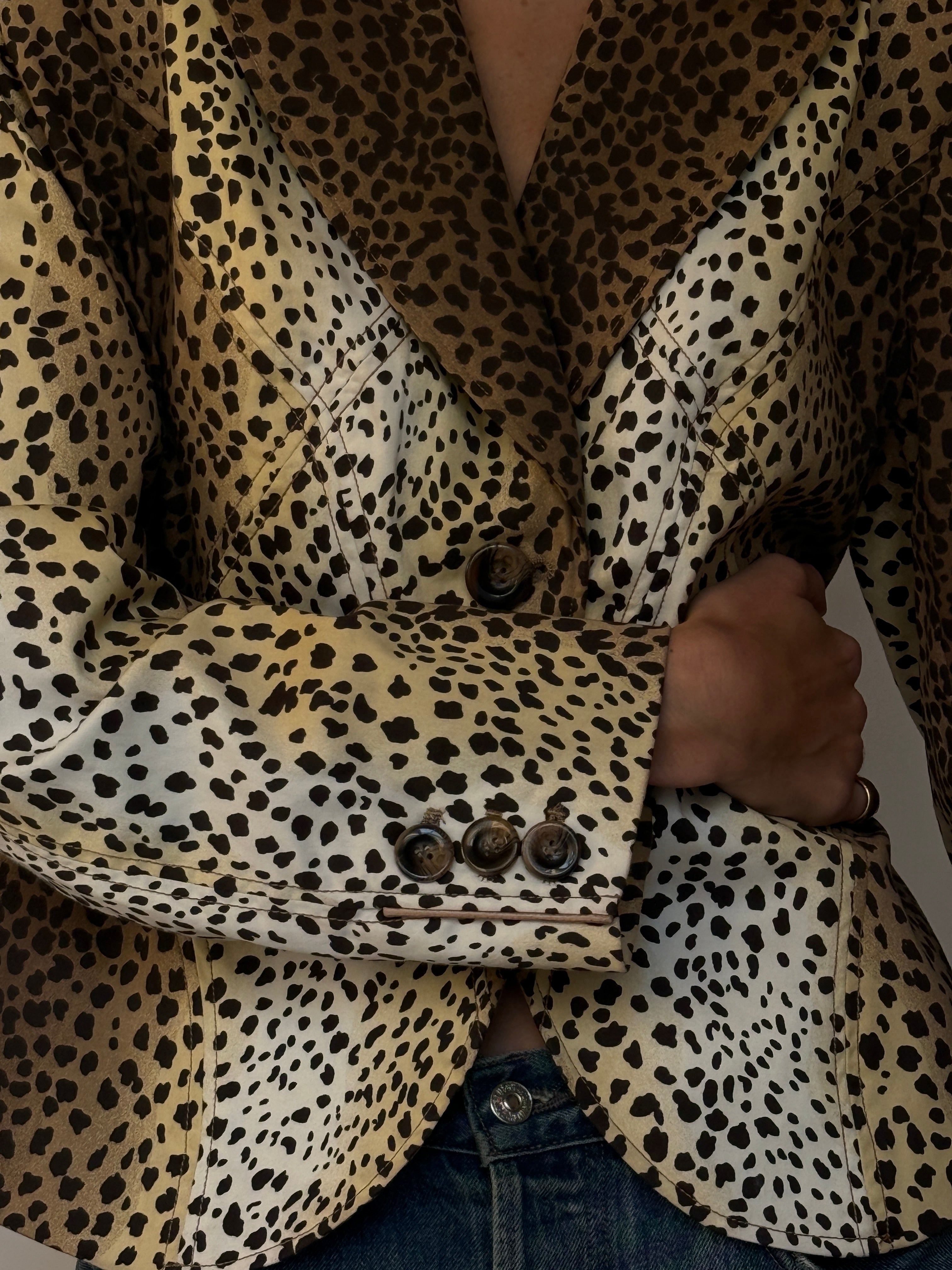 Vintage Paneled Animal Print Blazer 7002