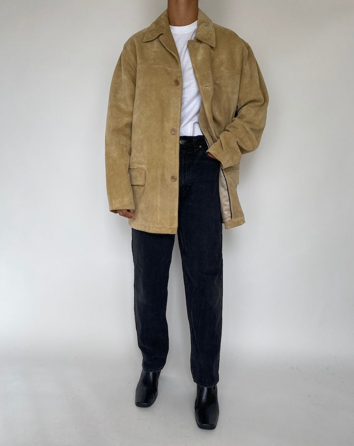 VINTAGE LIGHT BEIGE SUEDE LETHER JACKET 1798