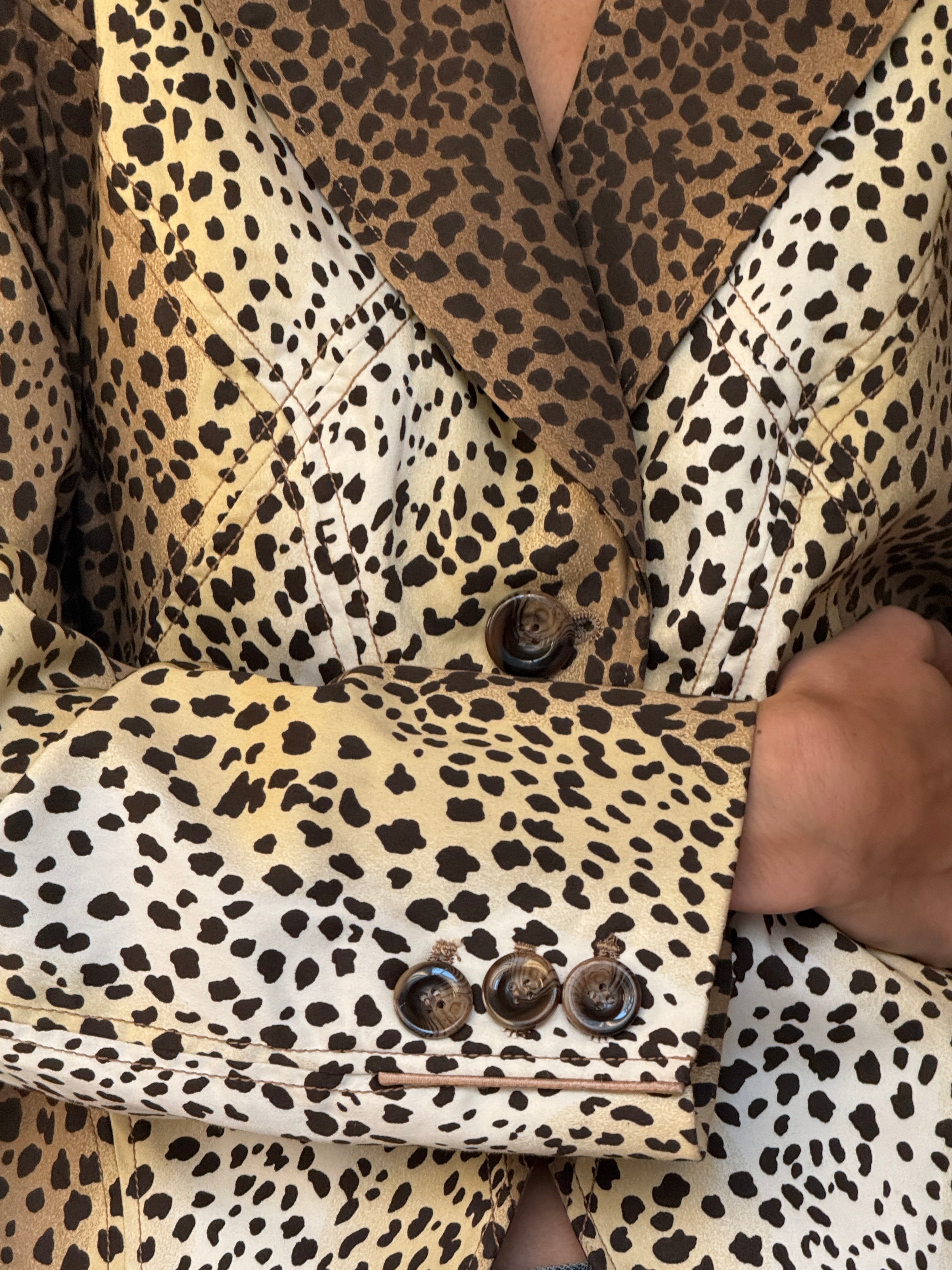 Vintage Paneled Animal Print Blazer 7002