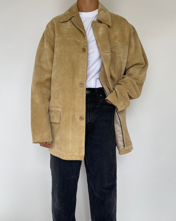 VINTAGE LIGHT BEIGE SUEDE LETHER JACKET 1798