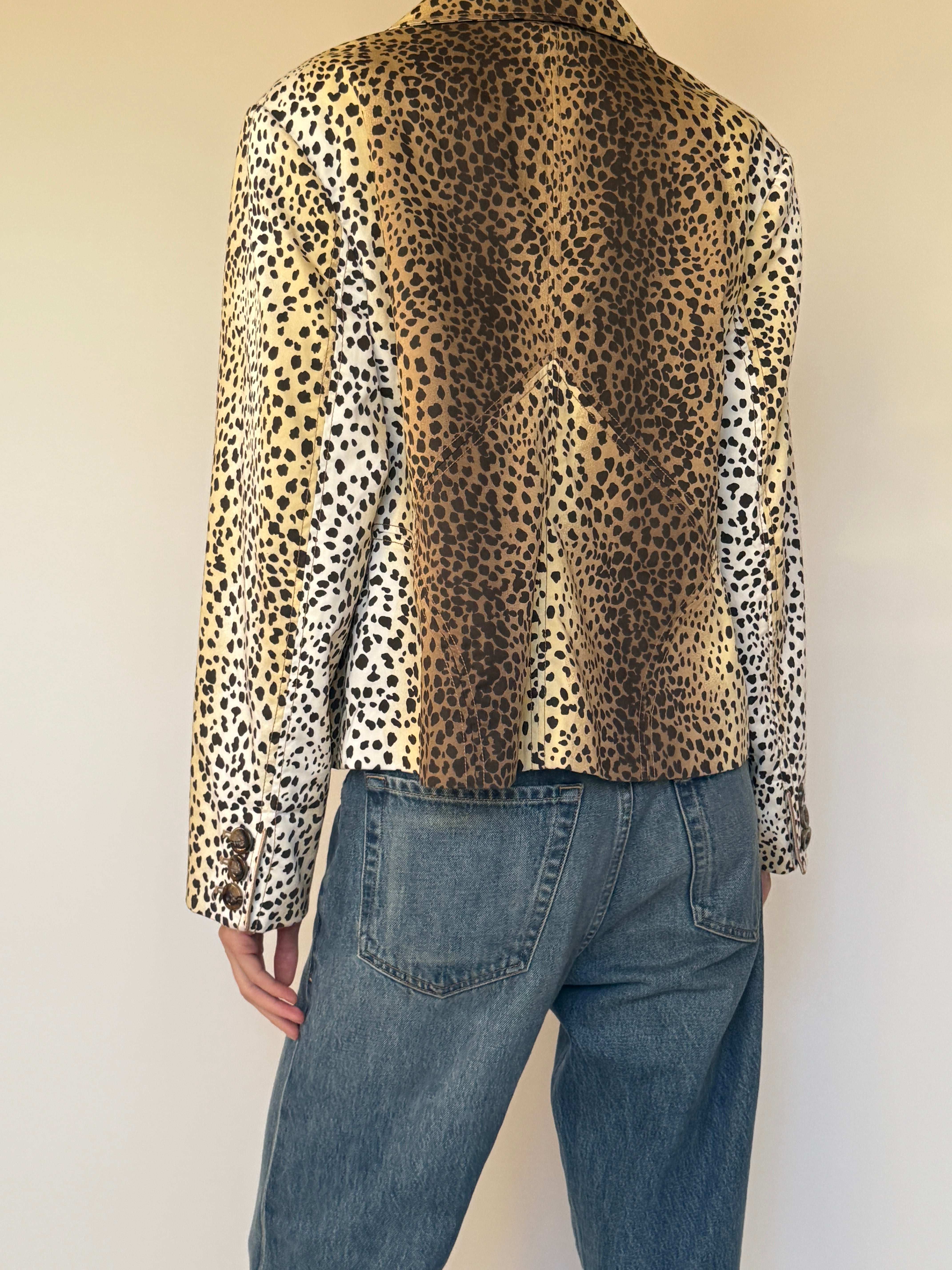 Vintage Paneled Animal Print Blazer 7002