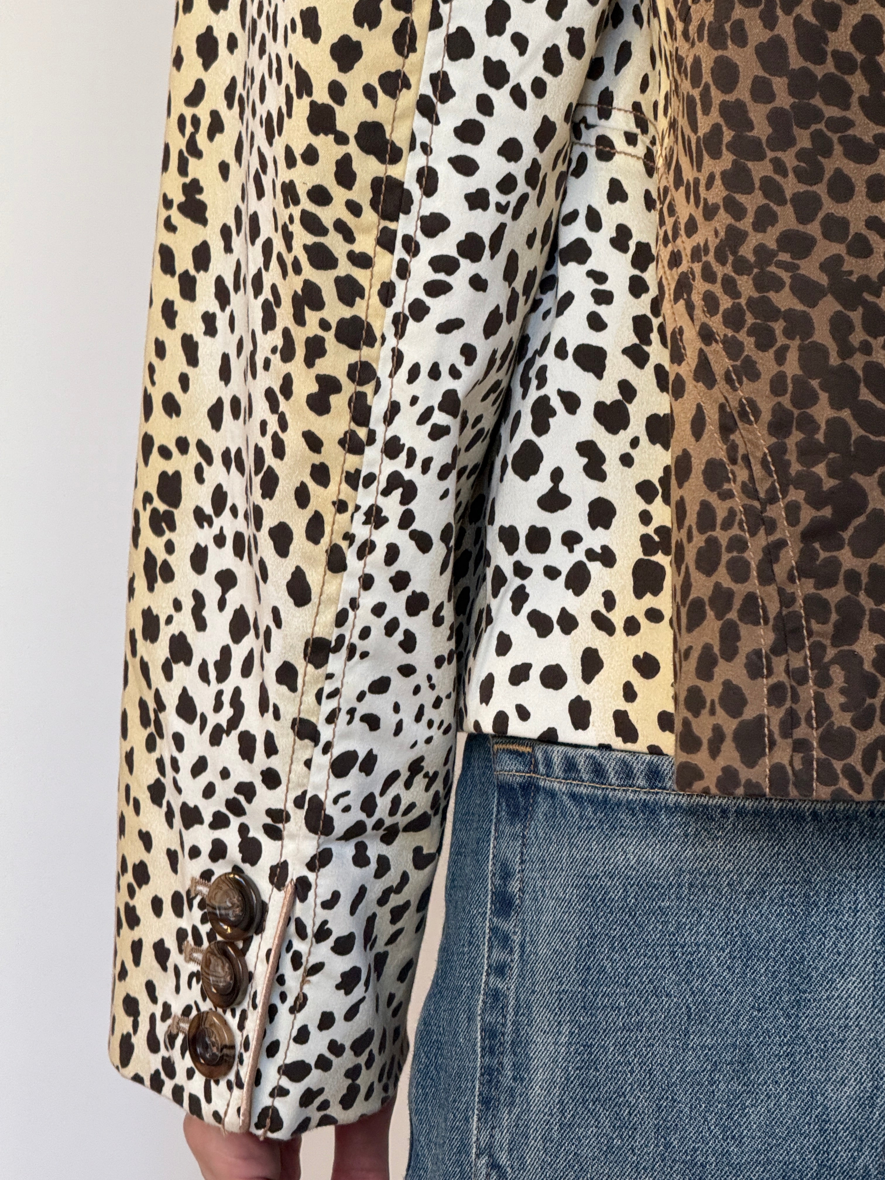 Vintage Paneled Animal Print Blazer 7002