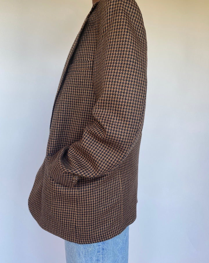 VINTAGE BROWN HOUNDSTOOTH BLAZER 1139