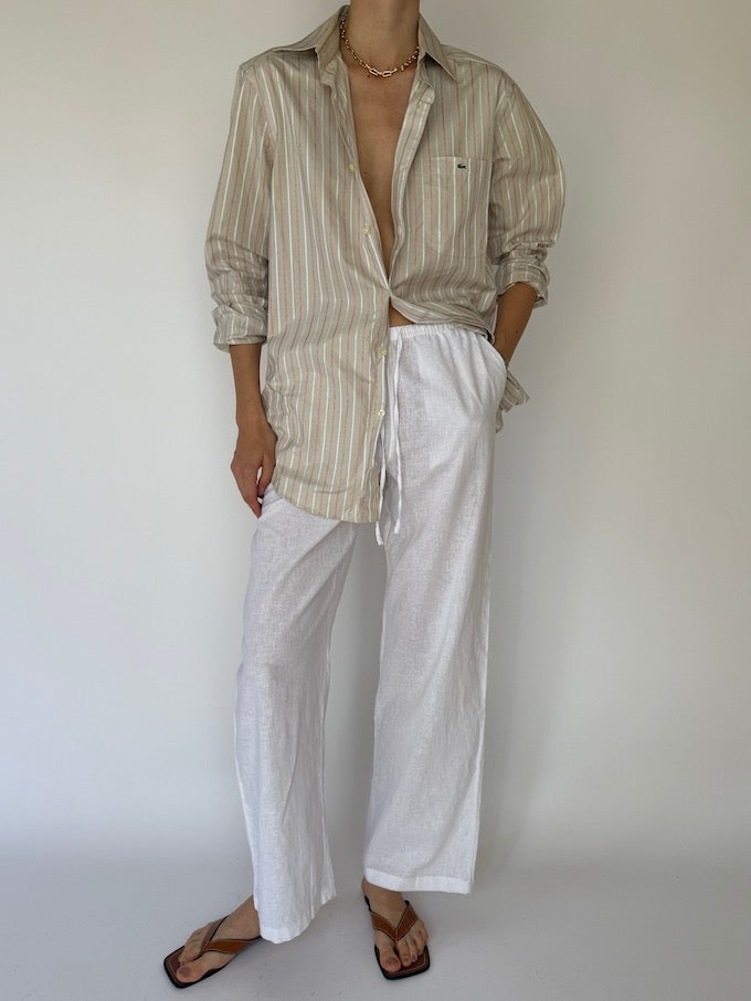 Vintage Striped Lacoste Shirt Beige 6119