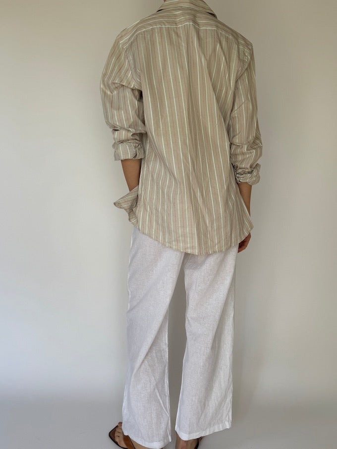 Vintage Striped Lacoste Shirt Beige 6119
