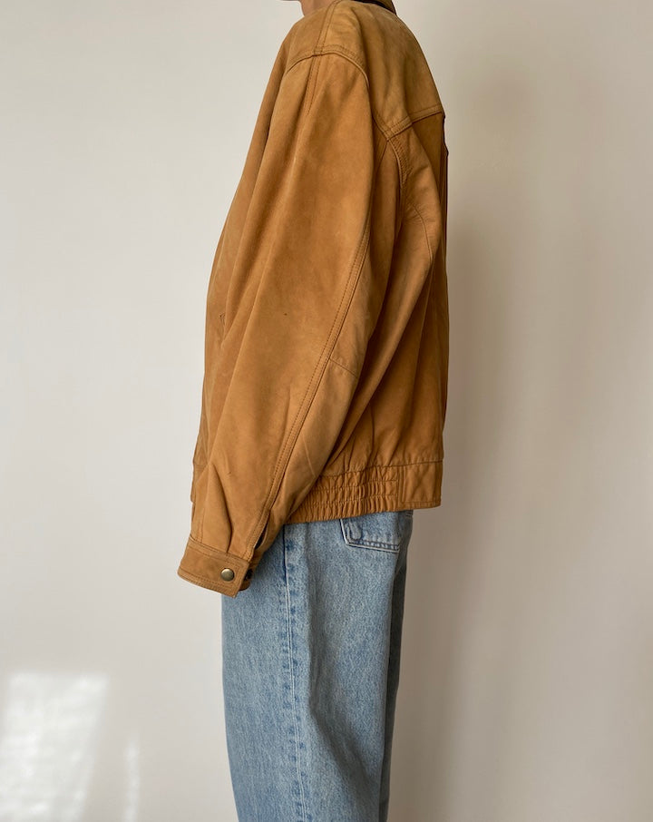 VINTAGE OVERSIZED HONEY BROWN LEATHER JACKET 2567