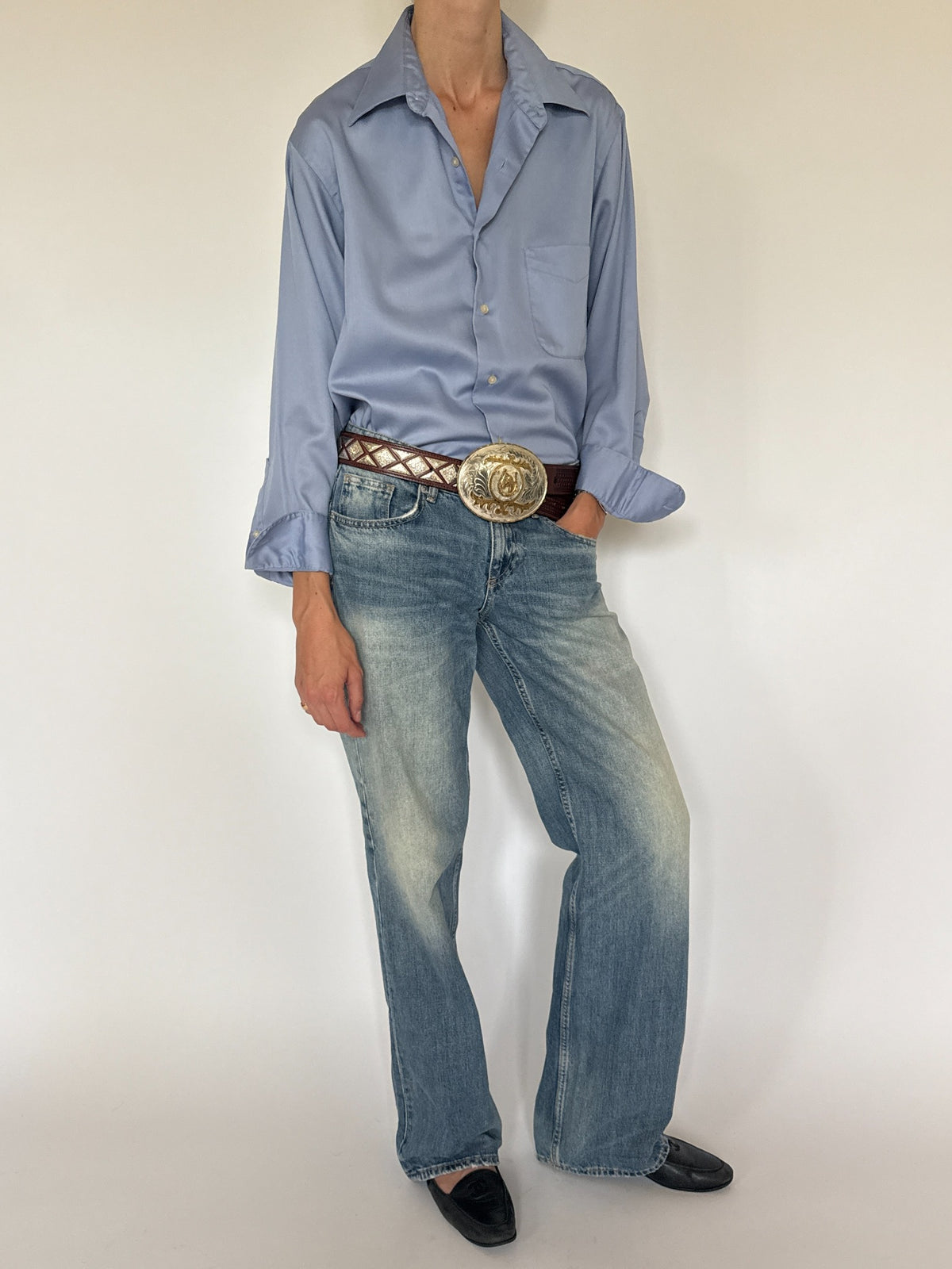 Vintage shirt blue front view