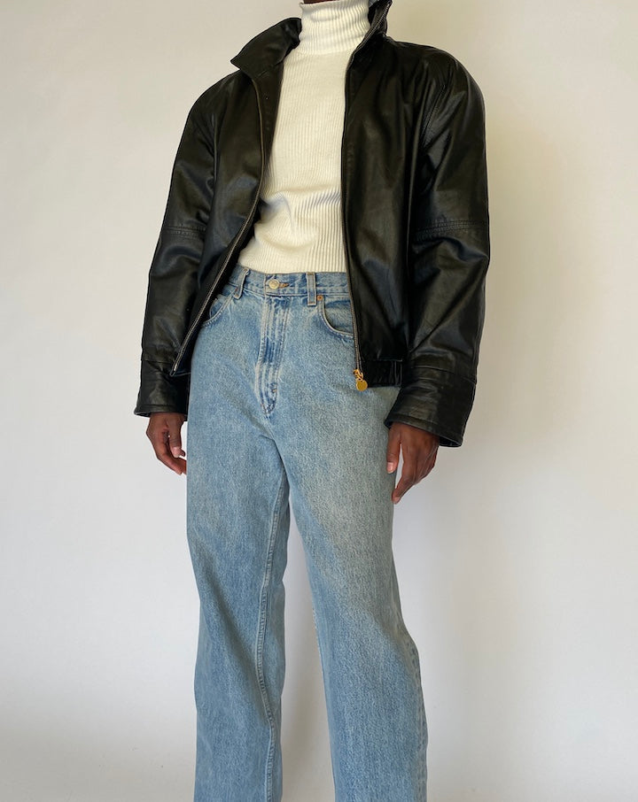 VINTAGE BLACK LEATHER JACKET 4464