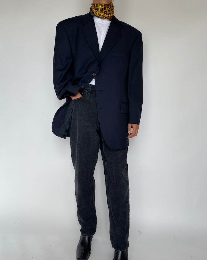 VINTAGE DARK NAVY WOOL AND CASHMERE BLZER 1805