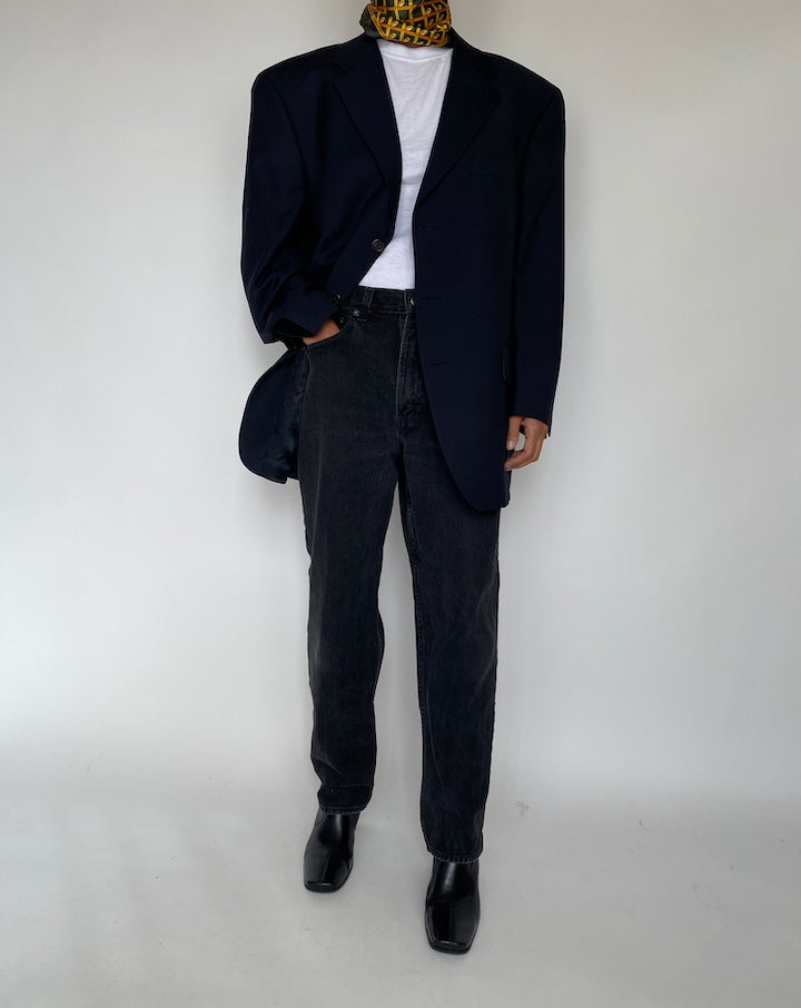 VINTAGE DARK NAVY WOOL AND CASHMERE BLZER 1805