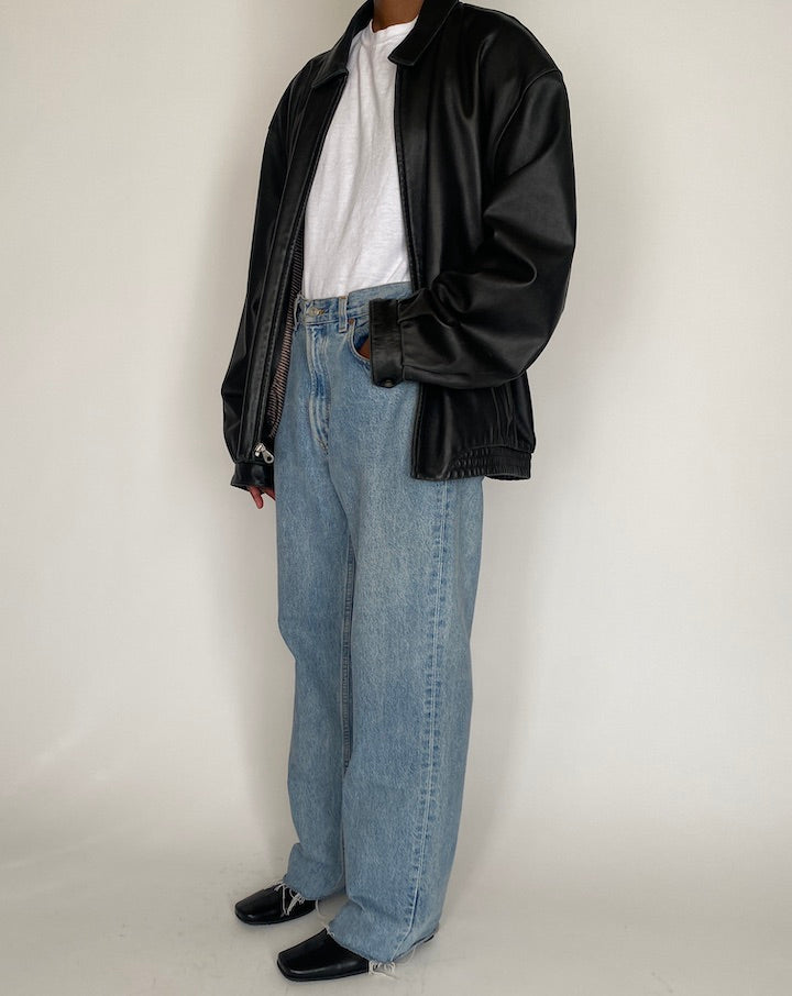 VINTAGE BLACK OVERSIZED LEATHER JACKET 4024