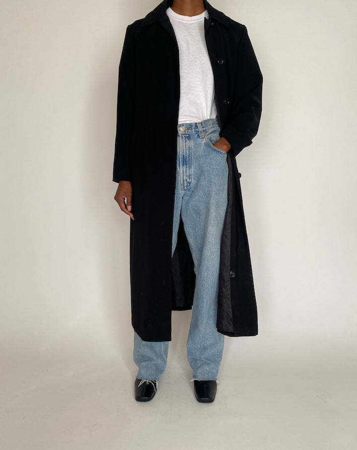 VINTAGE LONG BLACK COAT 4025