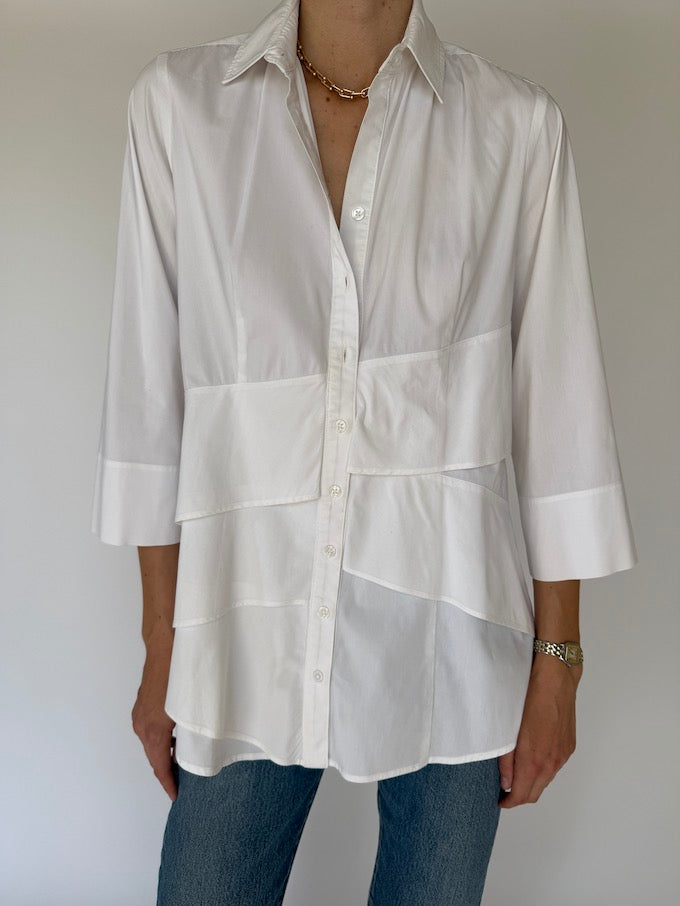 Vintage panel detailing shirt white 6128