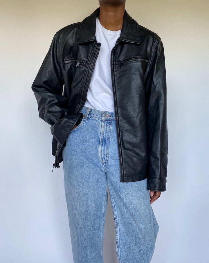 VINTAGE BLACK LEATHER JACKET 3521