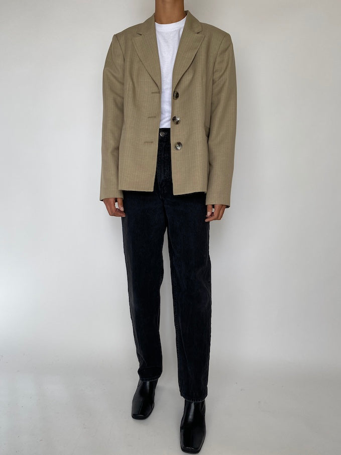 VINTAGE BEIGE PINSTRIPED BLAZER 1811