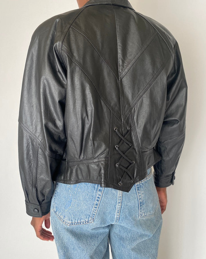 VINTAGE BLACK LEATHER JACKET 4029