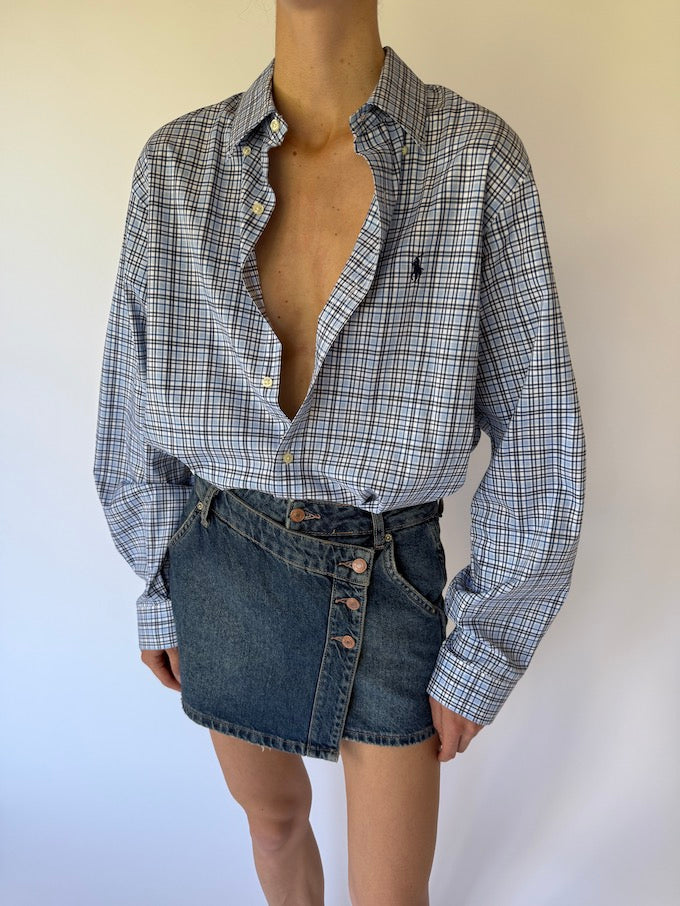 Vintage checked Ralph Lauren shirt blue 6103