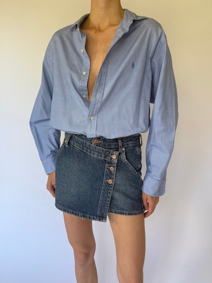 Vintage Ralph Lauren micro houndstooth shirt blue 6104