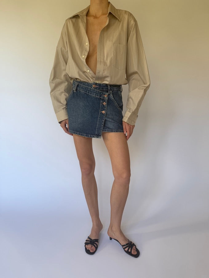 Vintage oversized striped shirt light beige 6108