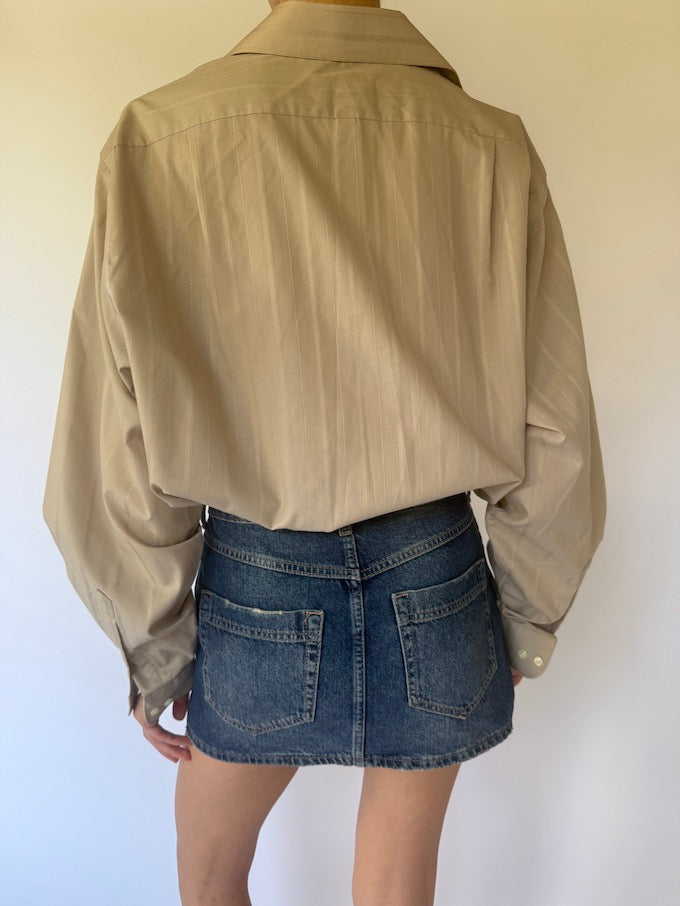 Vintage oversized striped shirt light beige 6108