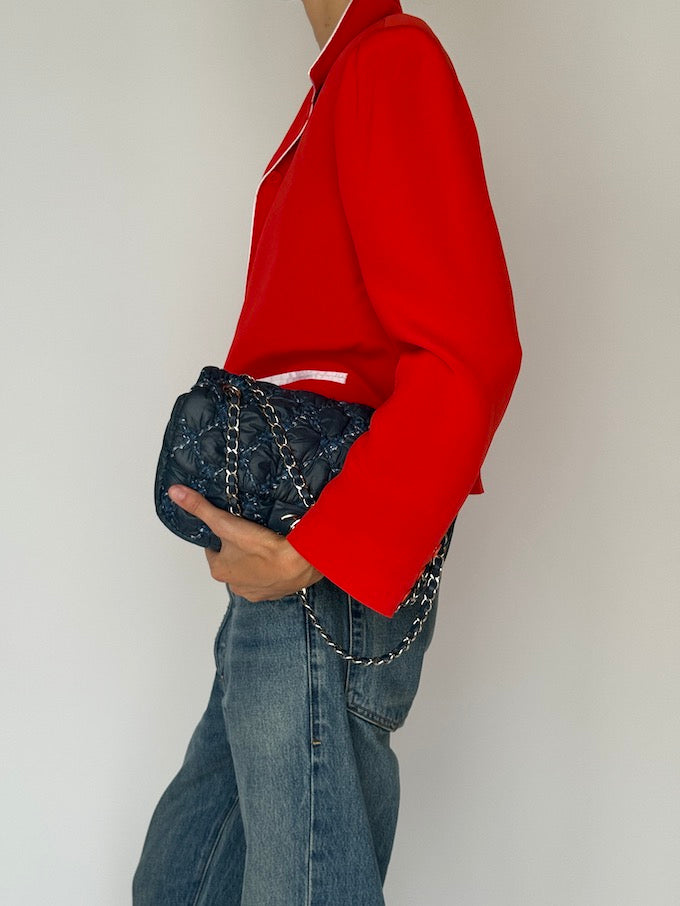 Vintage Cropped Button-Up Blazer Red 6501