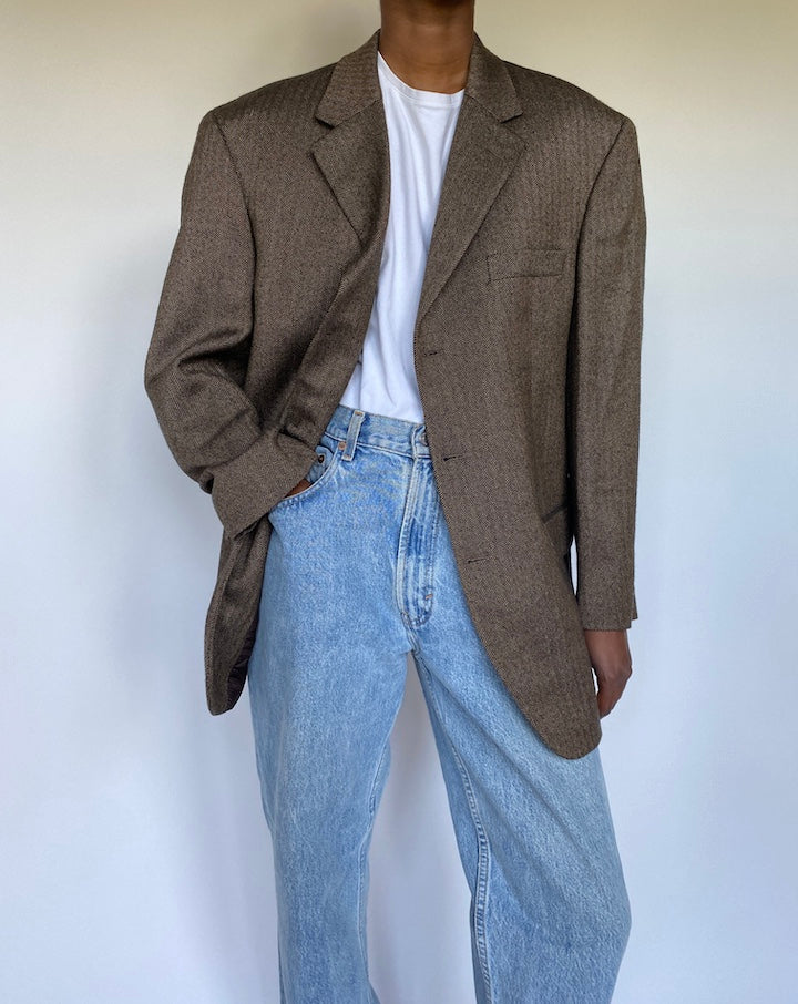 VINTAGE BROWN SINGLE BREASTED BLAZER 3527