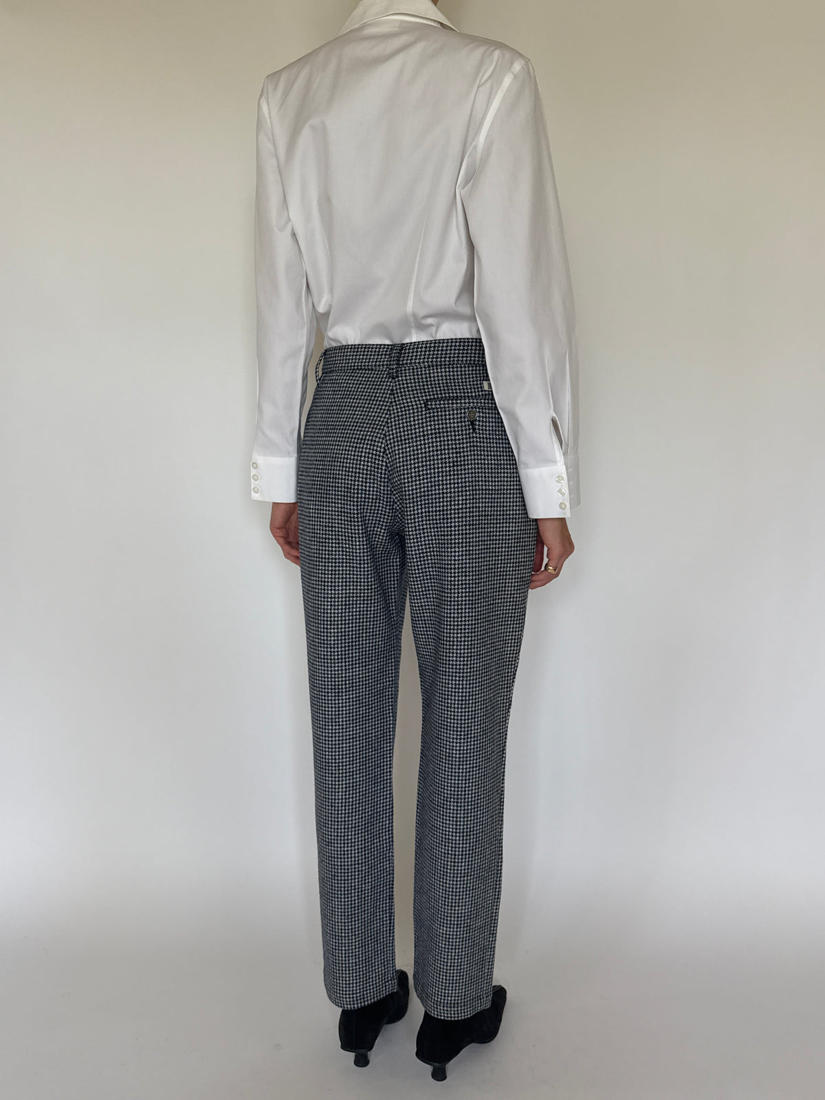 Vintage Houndstooth Trousers in Navy, Black & White