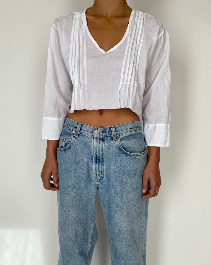 VINTAGE WHITE THIN LONG SLEEVE TOP 2588