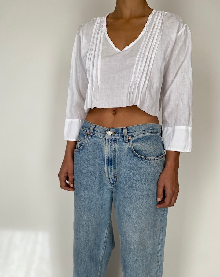 VINTAGE WHITE THIN LONG SLEEVE TOP 2588