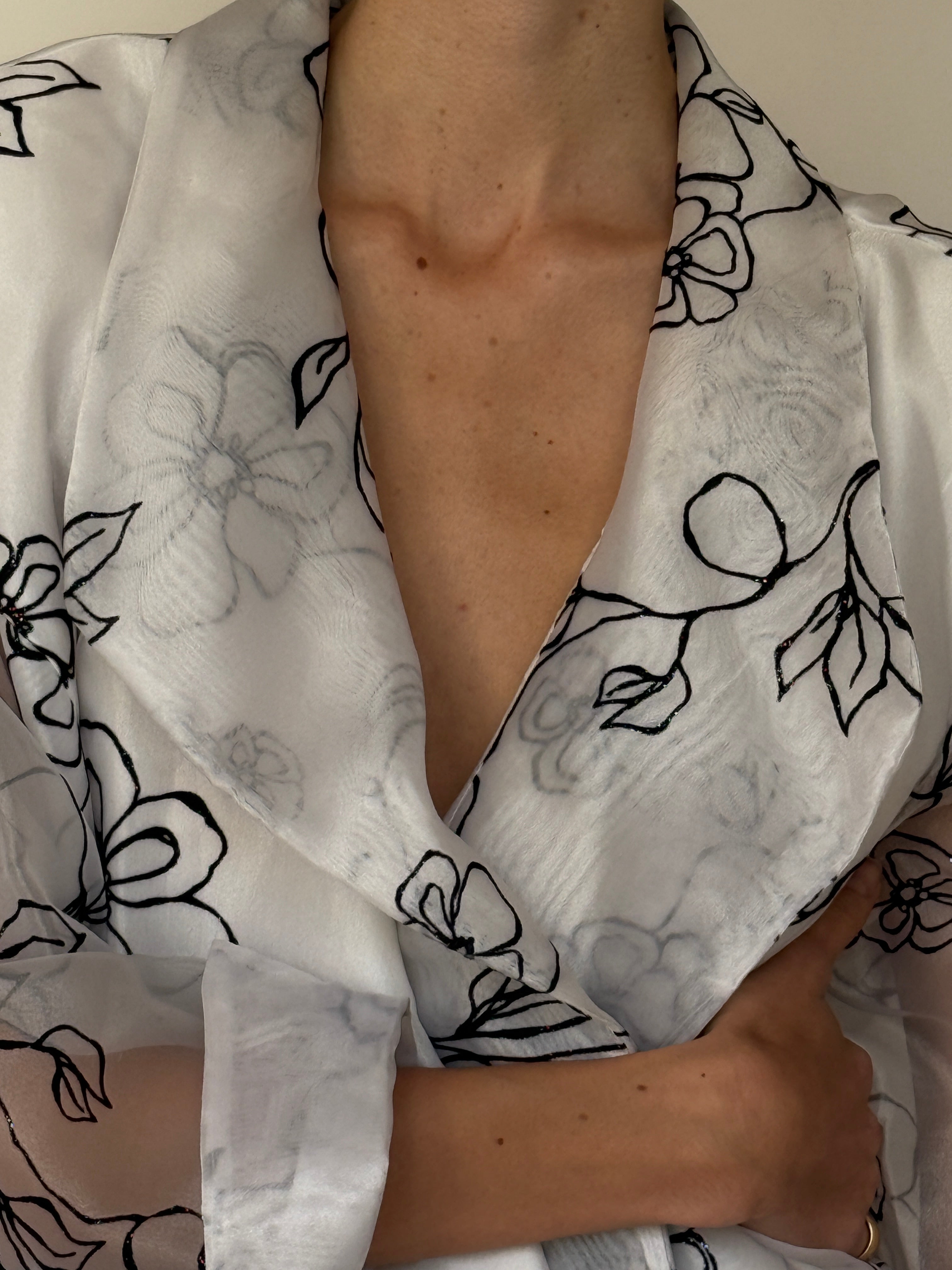 Vintage Sheer Floral Wrap Blazer 7013