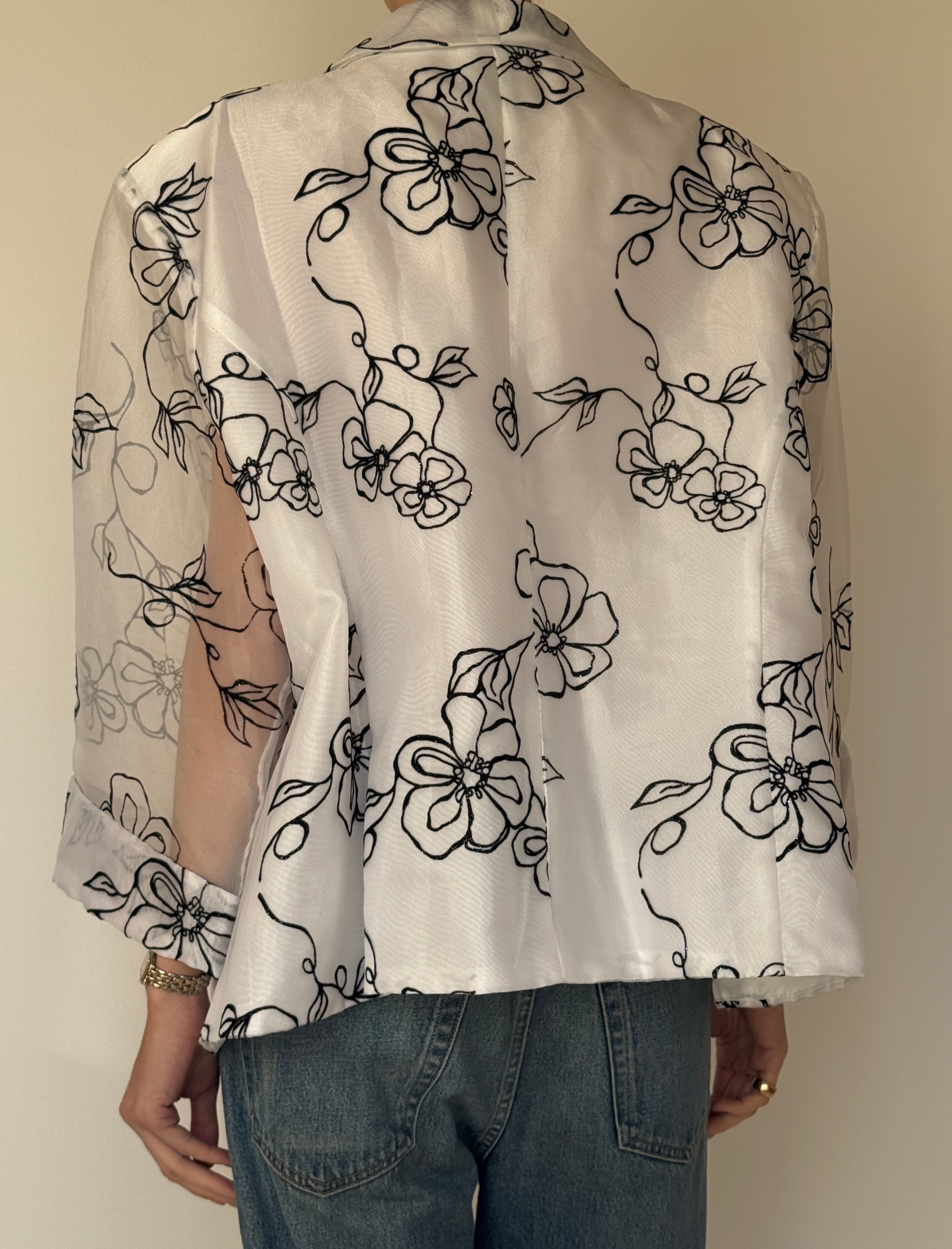 Vintage Sheer Floral Wrap Blazer 7013
