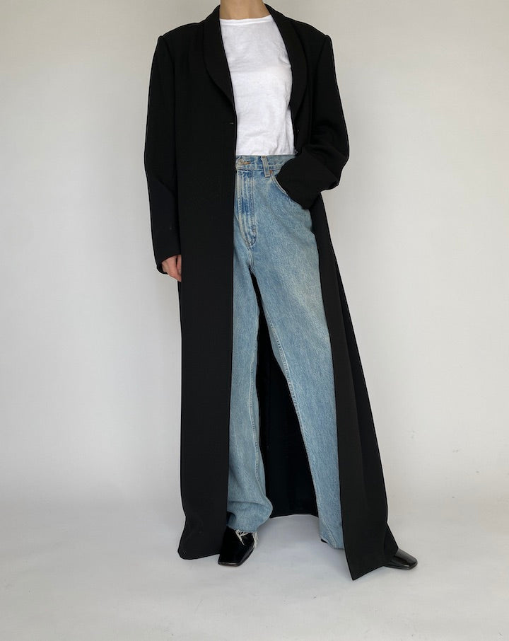 VINTAGE LONG BLACK COAT 4844