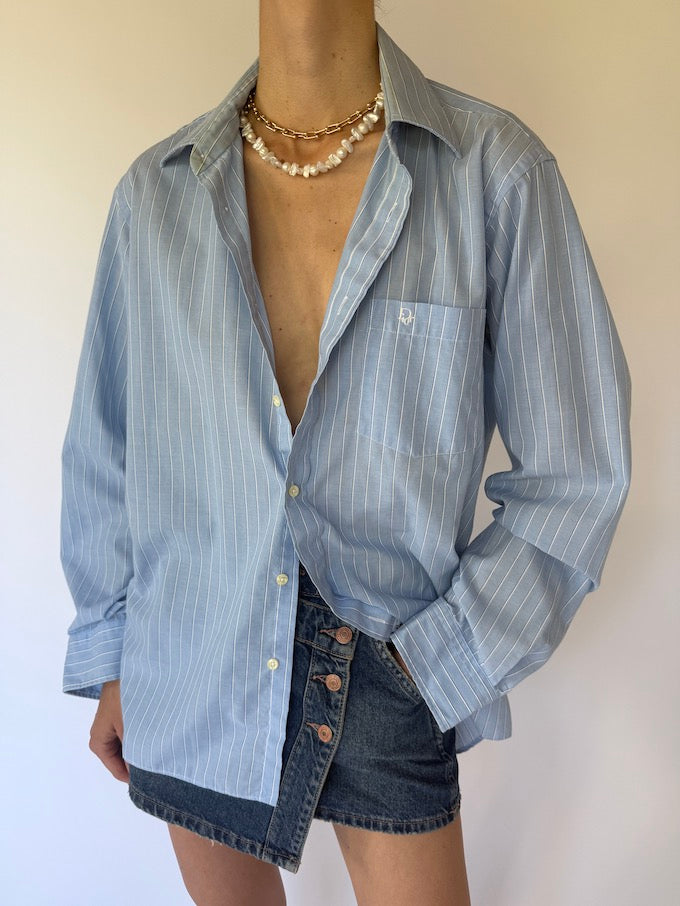 Vintage Christian Dior shirt in striped blue 6126