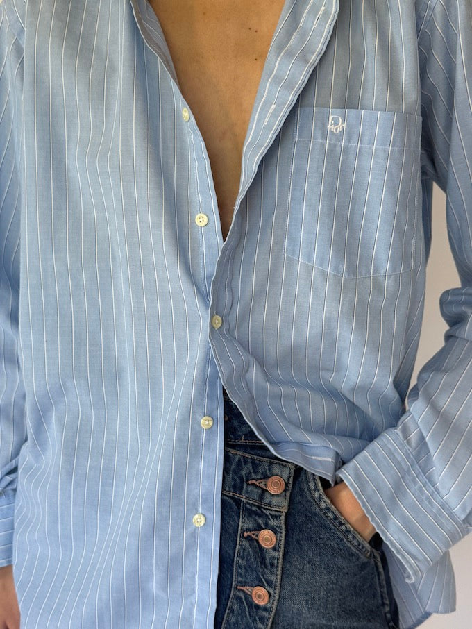Vintage Christian Dior shirt in striped blue 6126