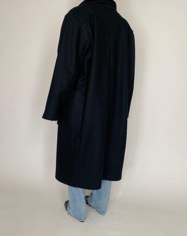 VINTAGE LONG BLACK COAT 4045