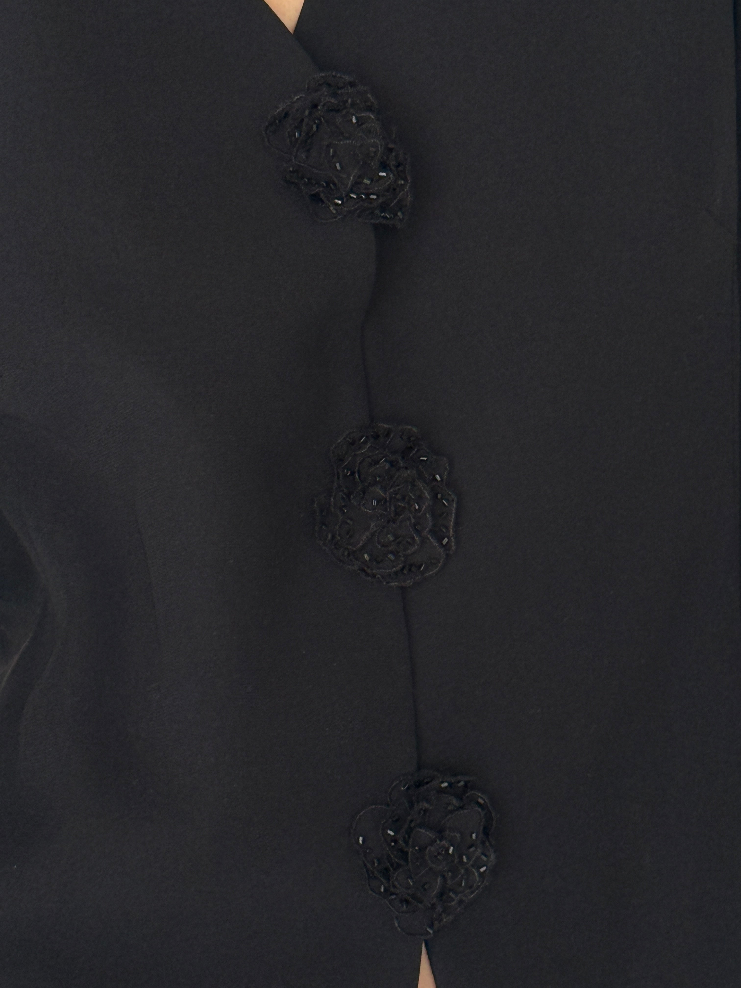 Vintage black beaded button blazer front closure