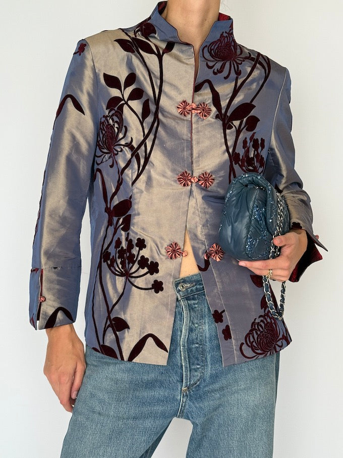 Vintage Mandarin Collar Brocade Jacket 6487