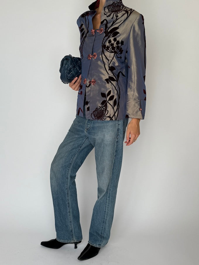 Vintage Mandarin Collar Brocade Jacket 6487