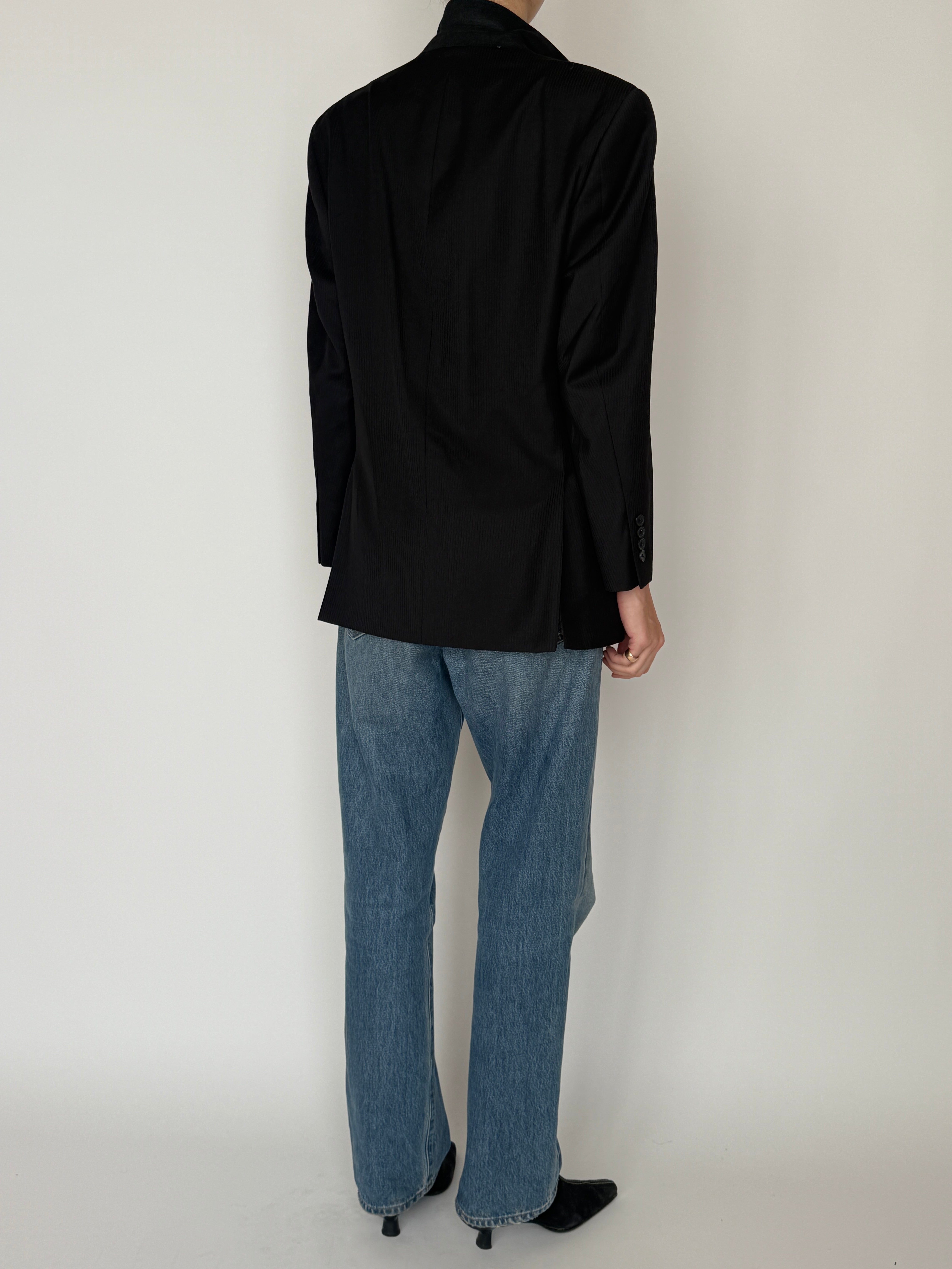 Vintage black structured blazer back view