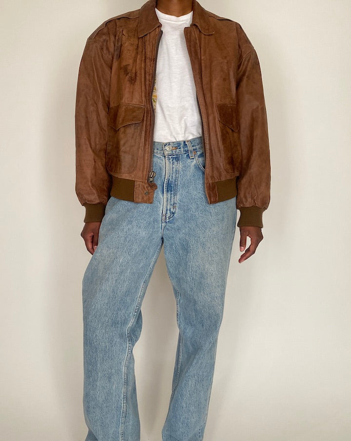 VINTAGE BROWN BOXY LEATHER JACKET 4052