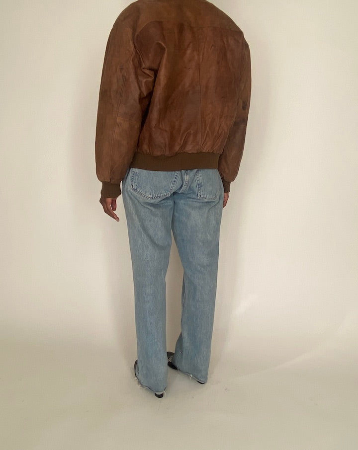 VINTAGE BROWN BOXY LEATHER JACKET 4052