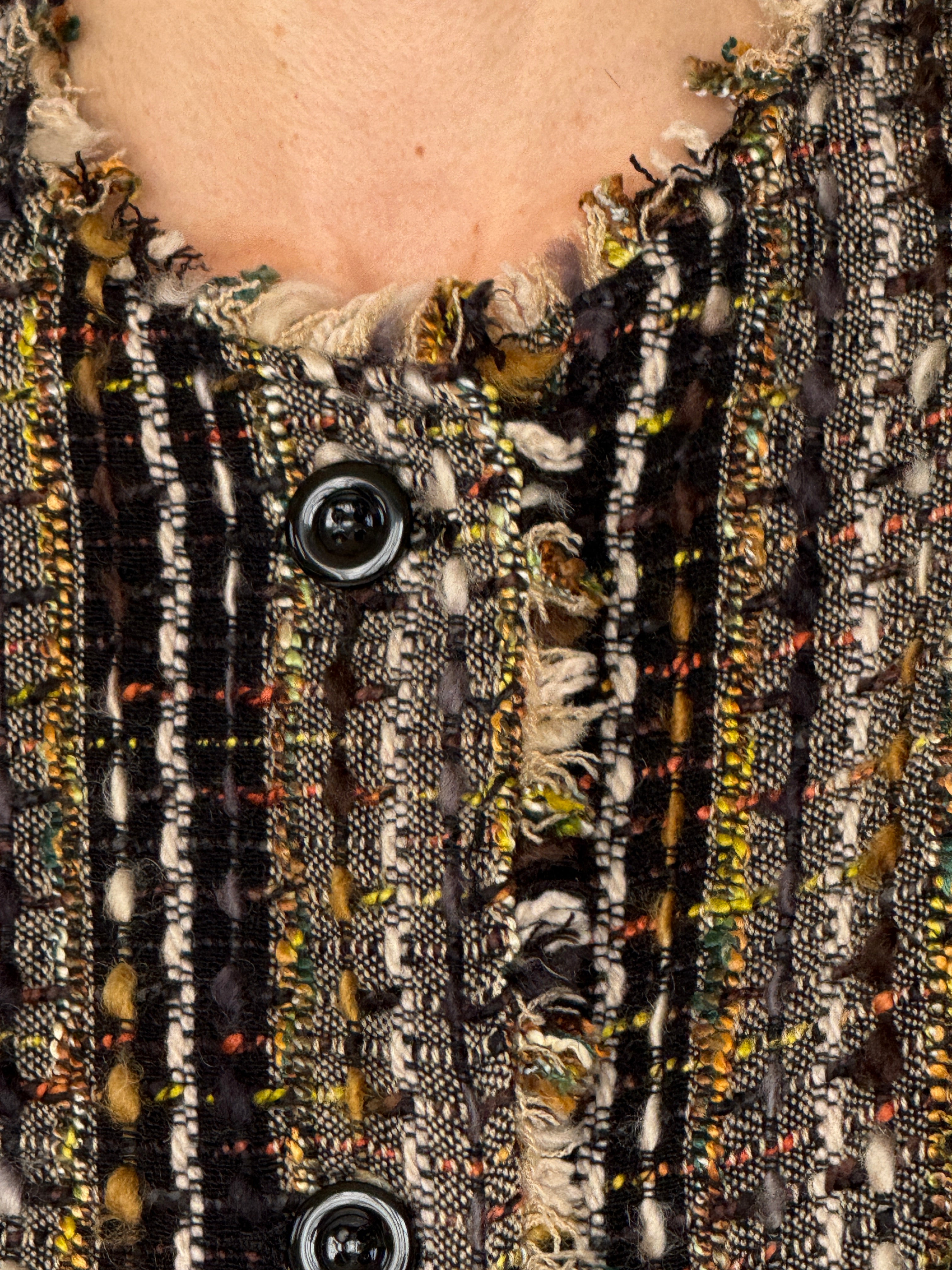 Vintage tweed jacket multi fabric close up