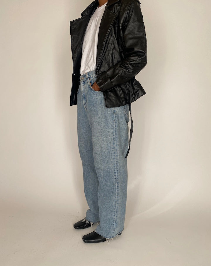 VINTAGE BLACK SHORT LEATHER JACKET 4054