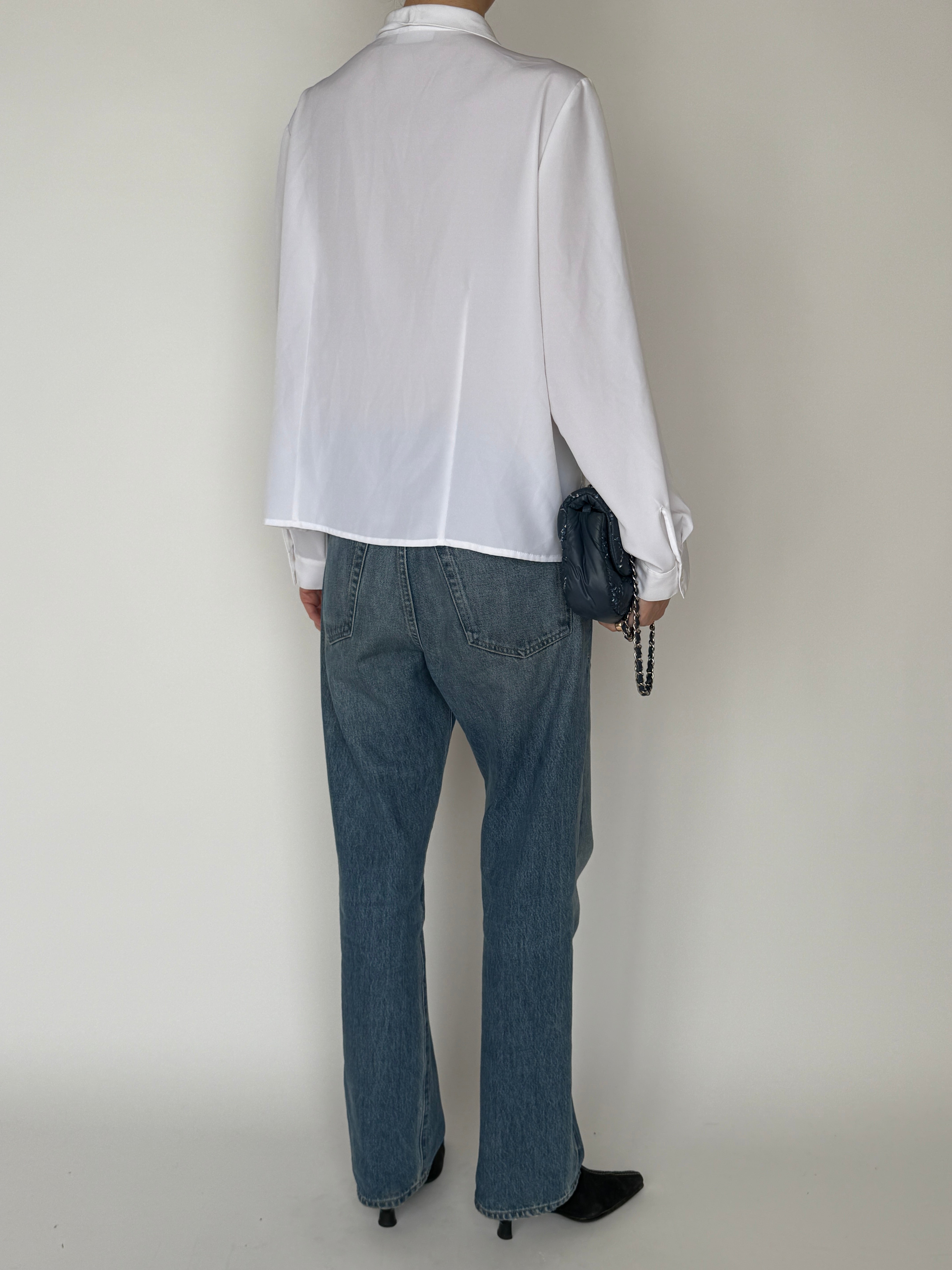 Vintage white embroidered sheer blouse back view