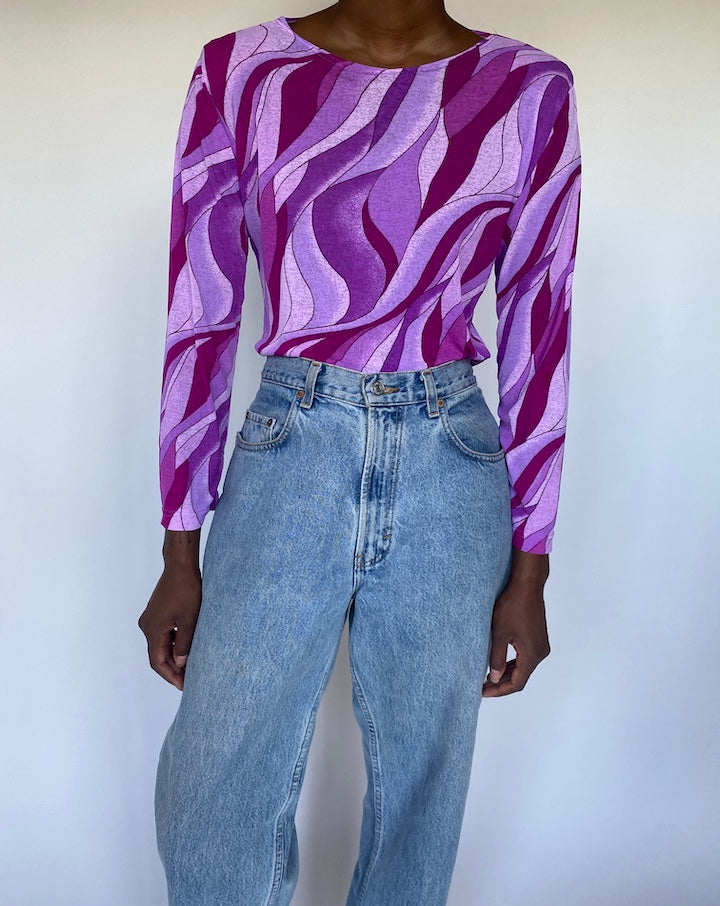 VINTAGE PURPLE LONG SLEEVE TOP 3539