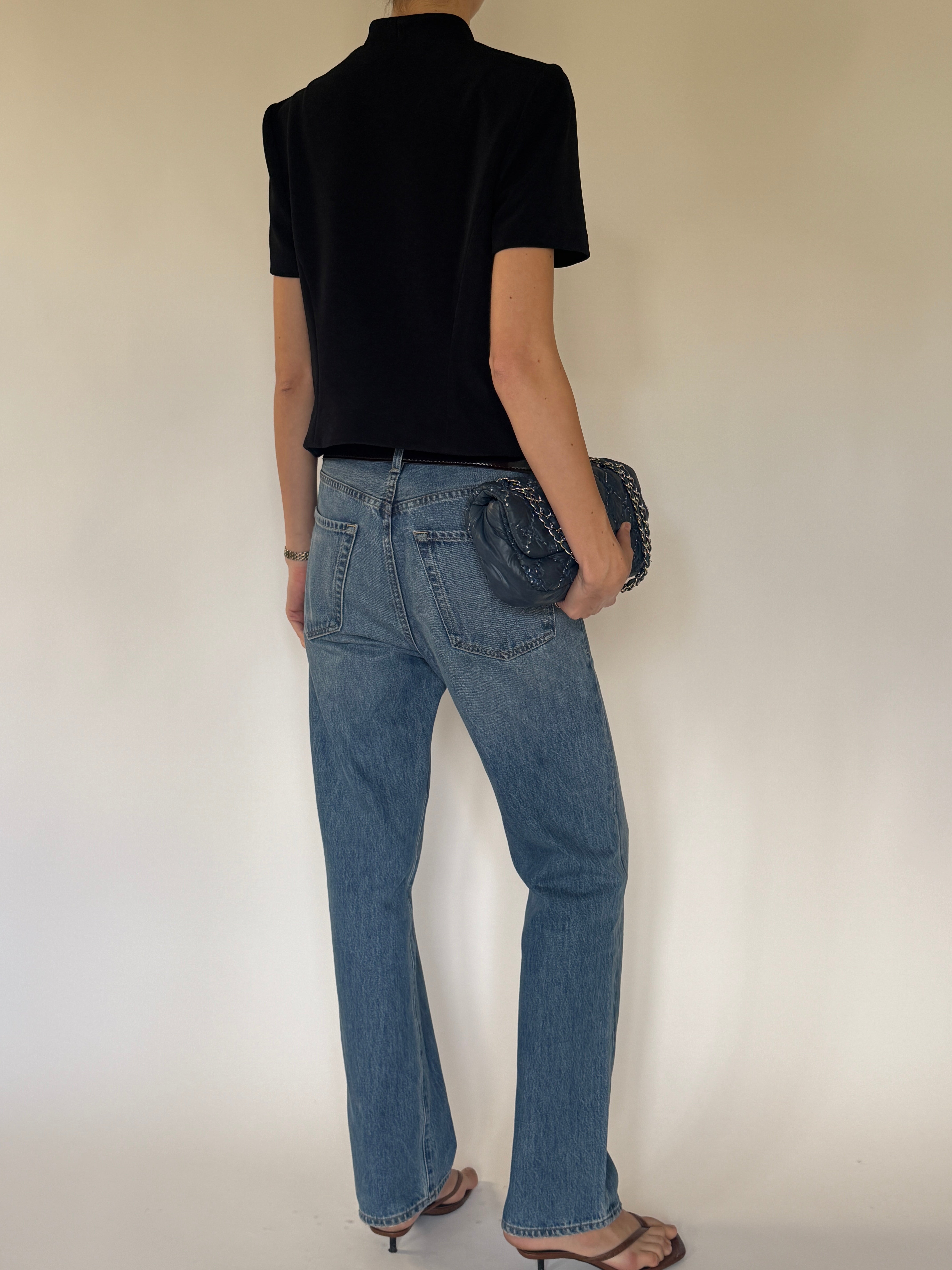 Vintage structured black top back view