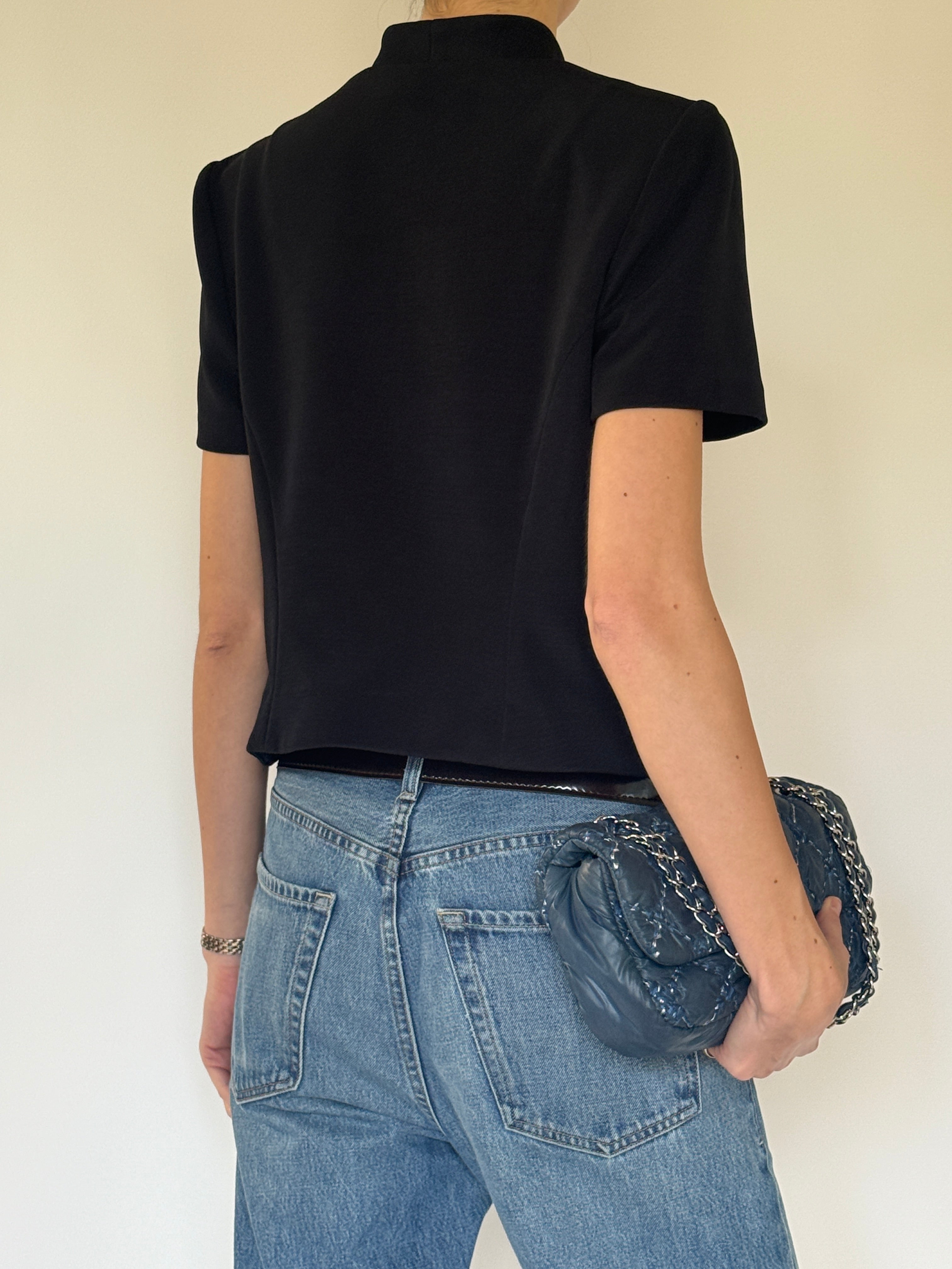 Vintage structured black top back view