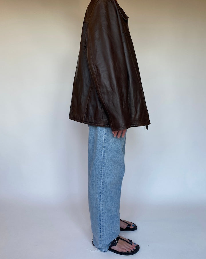 VINTAGE OVERSIZED BROWN LEATHER JACKET 3069