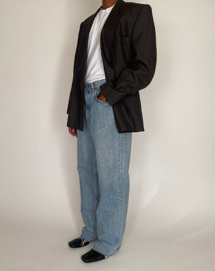 VINTAGE DOUBLE-BREASTED PINSTRIPED BLAZER 4060