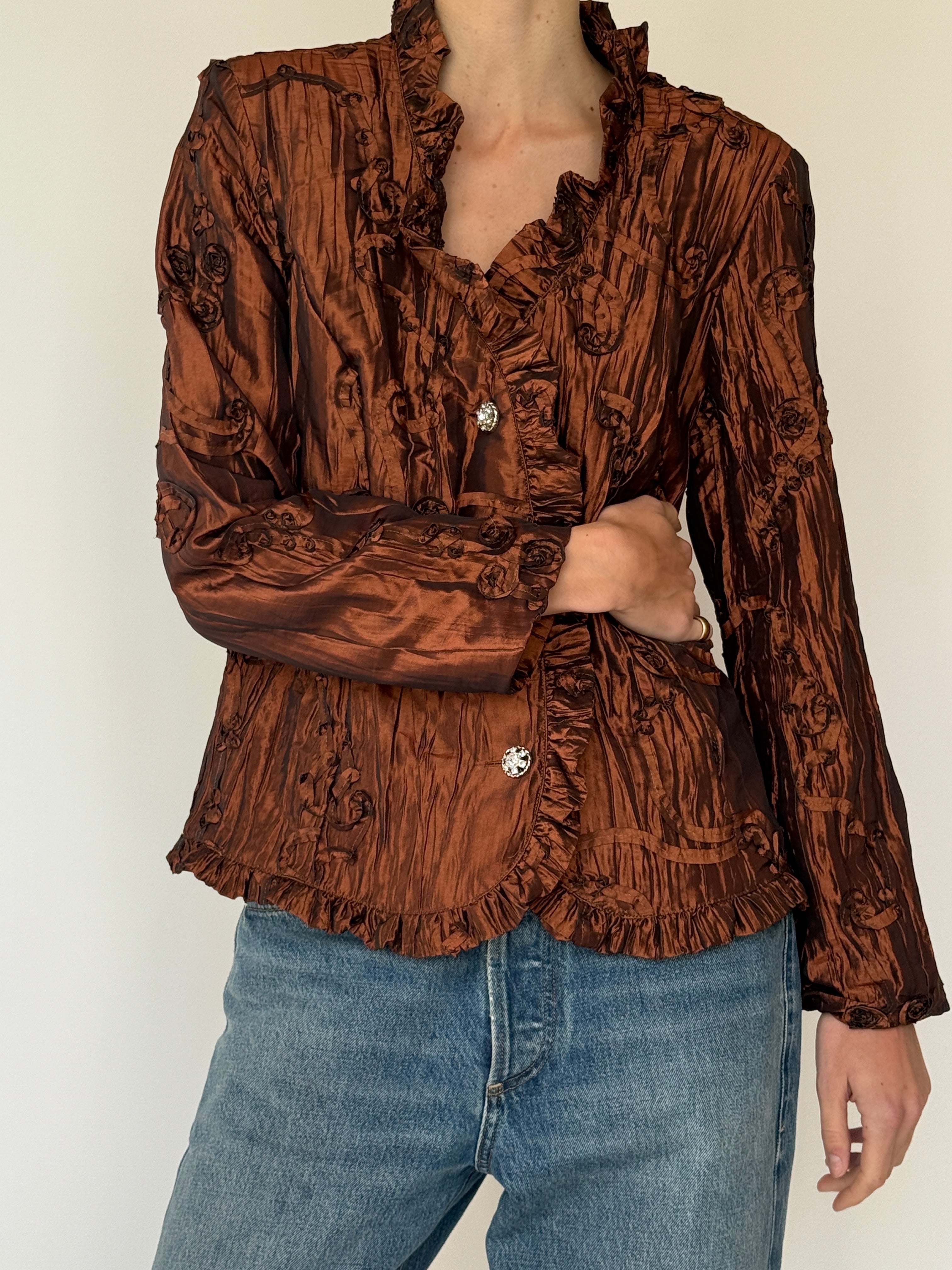 Vintage Textured Ruffle Jacket 7022